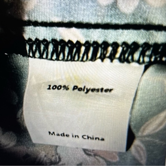 Allegra K Womens Large Blouse Ruffled Short Sleeve Floral Mock Neck Summer Top - Picture 9 of 10